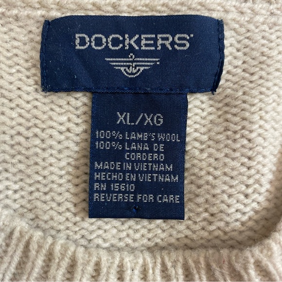 Dockers Wool Sweater Men's Size XL* Tan Multicolor Argyle Casual Crew Neck - Picture 2 of 12